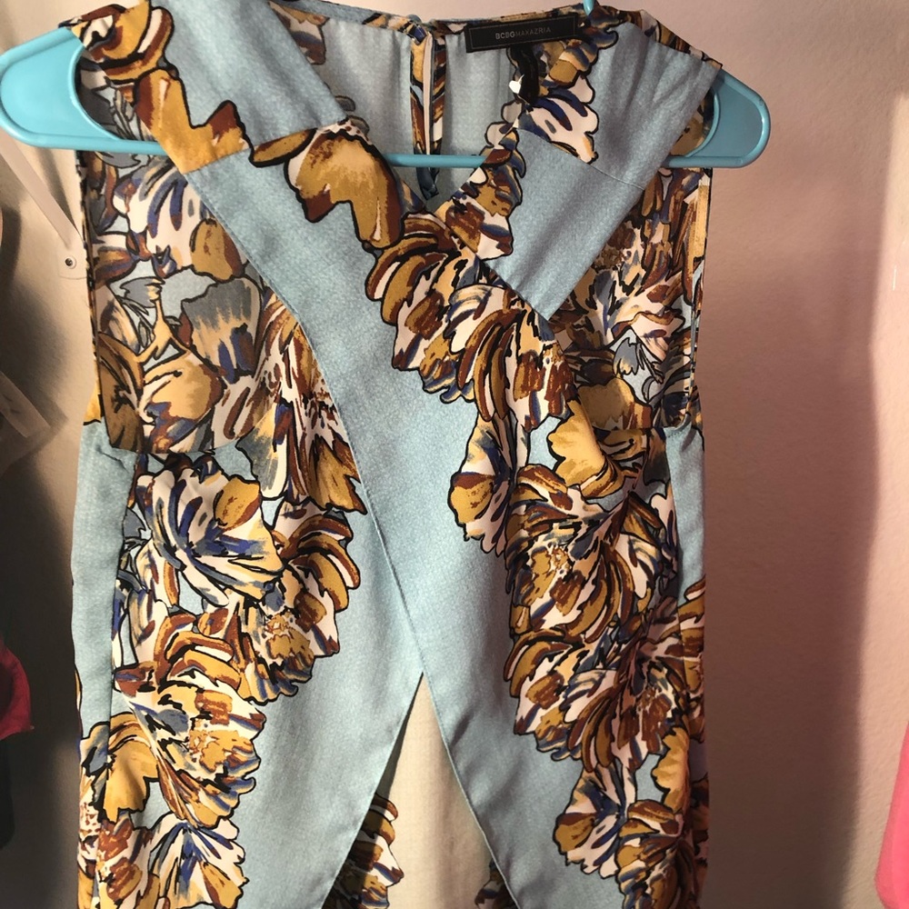 Bcbg flower print cross front top
